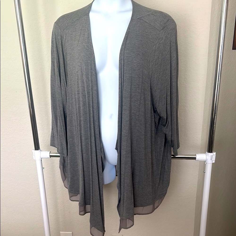 NWT Lane Bryant Grey Drop Front Over-piece Cardigan with Mesh
